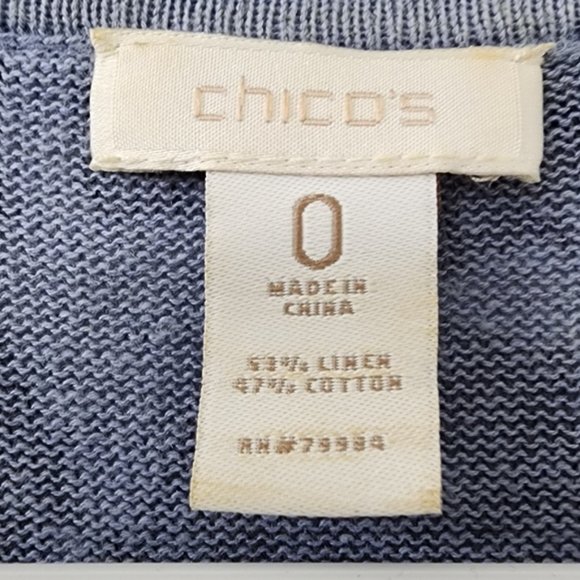 ! Chico's Women's Blue Fringe Metallic Animal Print Embellished Sweater Size S ! - Picture 7 of 9